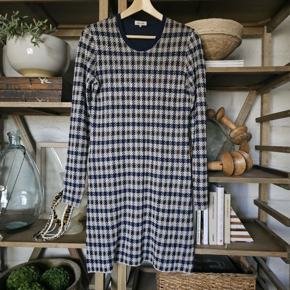 Anthropologie Baum und Pferdgarten Metallic Houndstooth Knit Mini Dress Sz L